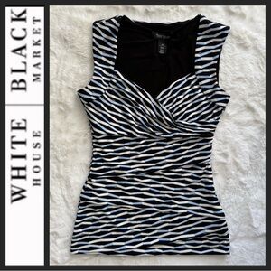 White House Black Market Black and White Striped Top